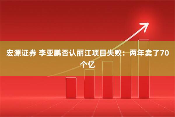 宏源证券 李亚鹏否认丽江项目失败：两年卖了70个亿