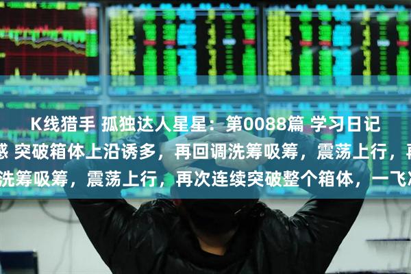 K线猎手 孤独达人星星：第0088篇 学习日记 暗度陈仓战法 锻炼盘感 突破箱体上沿诱多，再回调洗筹吸筹，震荡上行，再次连续突破整个箱体，一飞冲天。